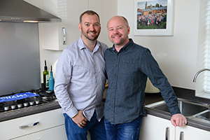 Dom and James in their new house that they got thanks to the Help to Buy scheme
