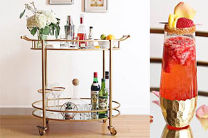 Cocktails on a bar cart