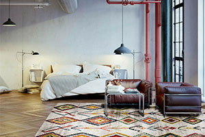 Colourful bedroom rug