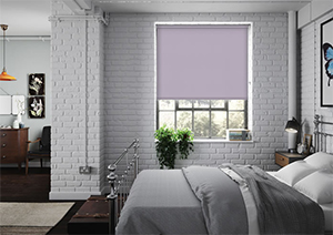 Lilac soundproof blinds in a bedroom