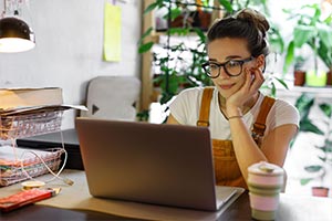 woman working from home