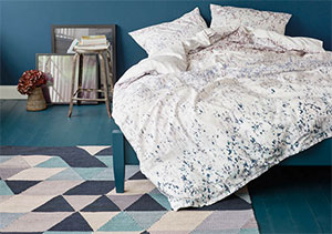 Blue & white bedroom rug
